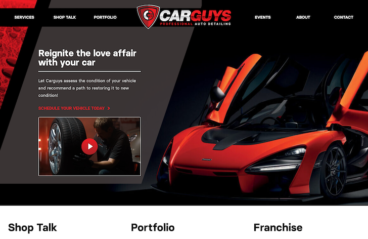 Image of the homepage of CarguysClean.com