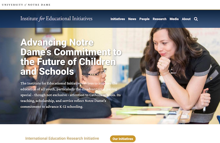 Image of the homepage of IEI.ND.edu