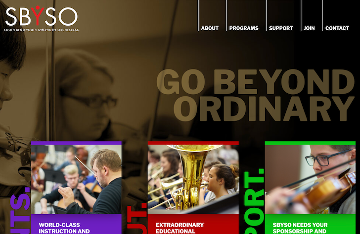 Image of the homepage of SBYSO.org