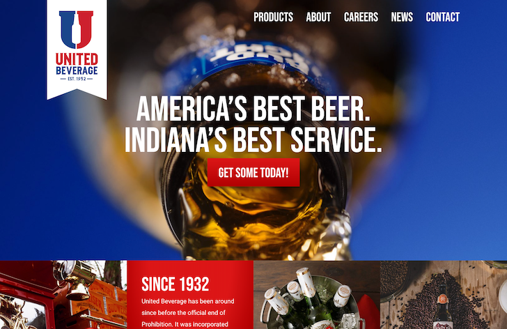 Image of the homepage of UnitedBevSB.com